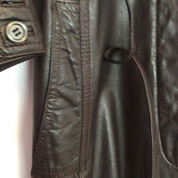 LUBA Fantastic Retro leather!! Vintage full length soft coat dark brown. Small - Picture 4 of 7